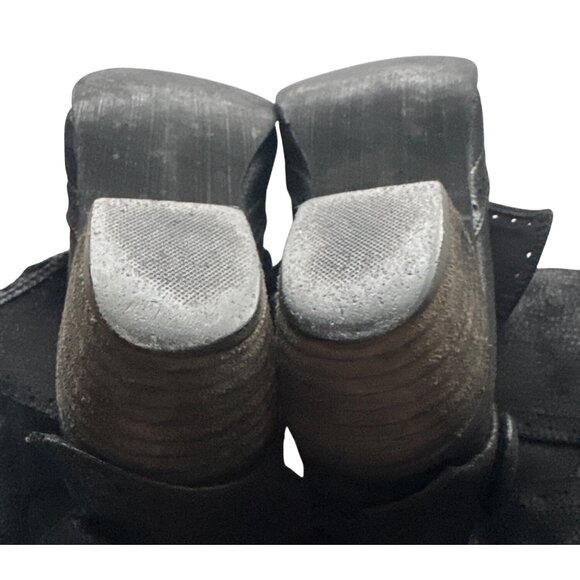 Not Rated Black Perforated Knee-High Faux Leather Boots Buttons Low Heels Size 9 - Picture 7 of 8